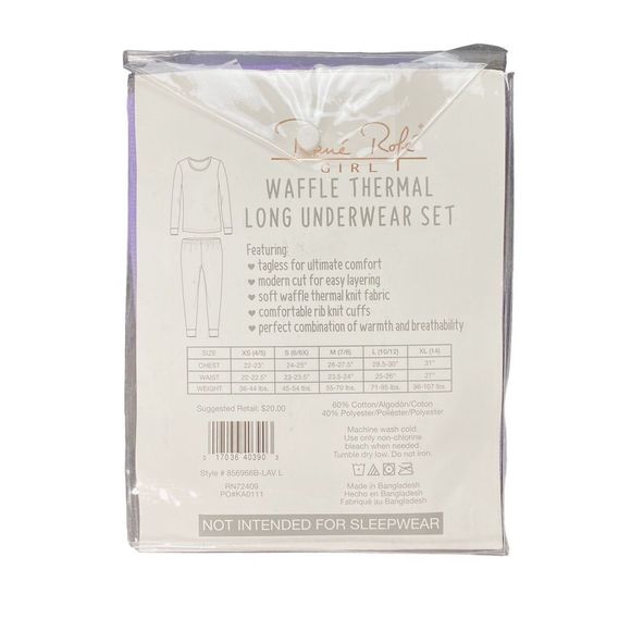 Rene Rofe Girl Waffle Thermal Long Underwear Set - Picture 2 of 3